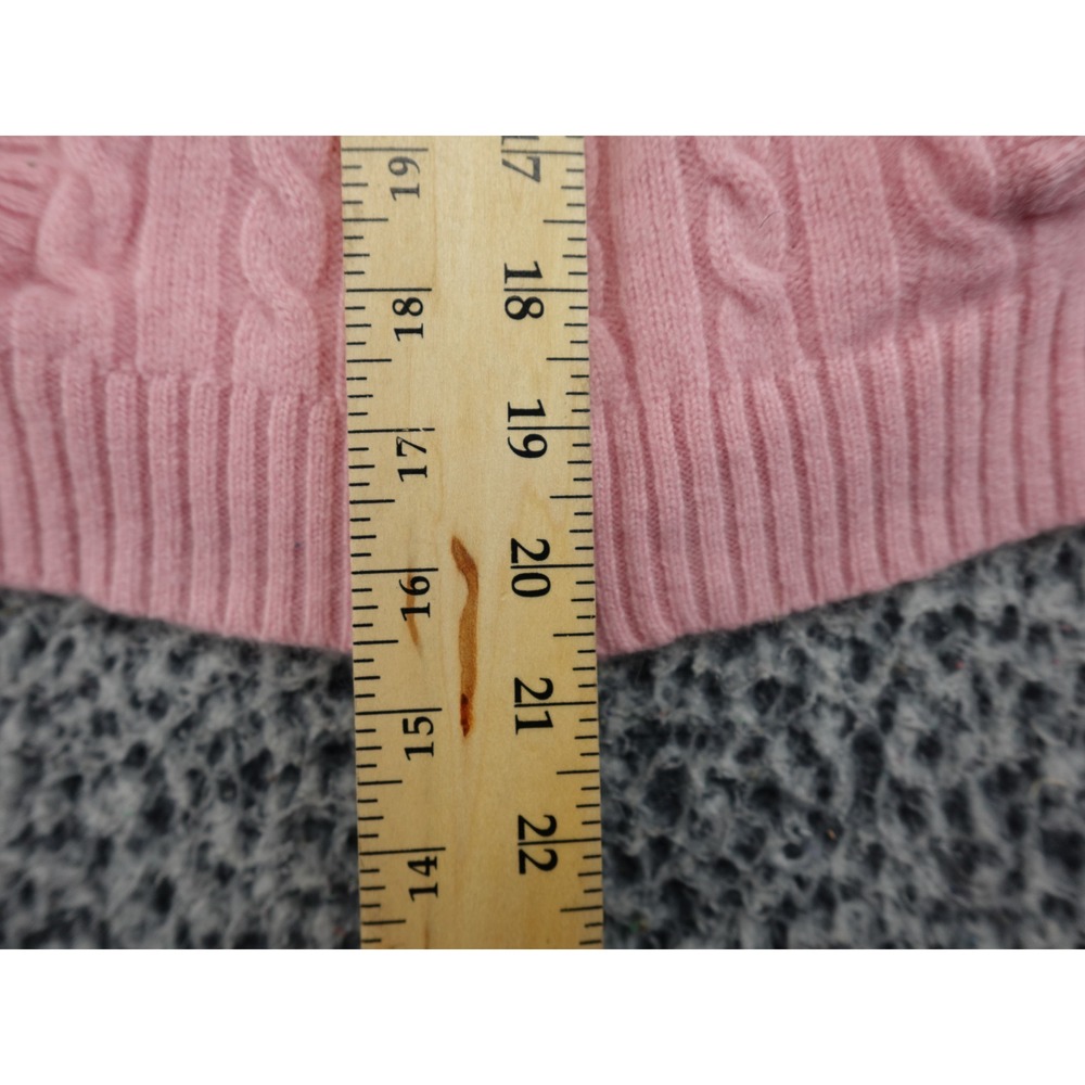 Lauren Ralph Full Zip Sweater Womens Petite Small Pink Cashmere Cable Knit - Picture 11 of 13